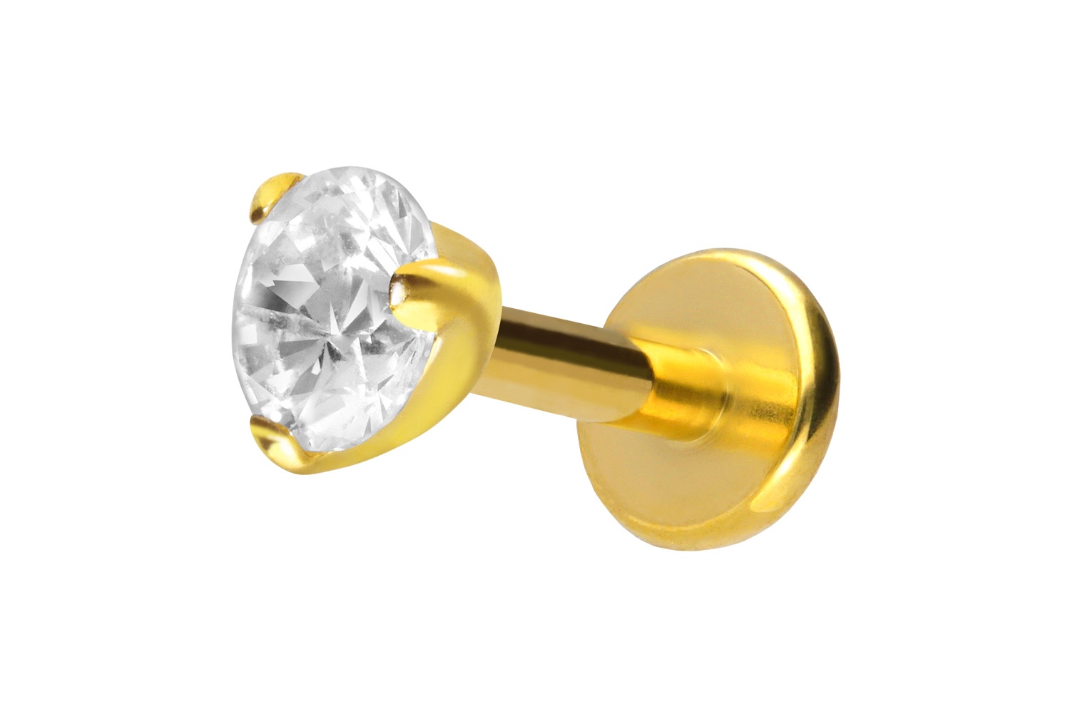 Titan Labret Piercing mit Innengewinde EINGEFASSTER KRISTALL